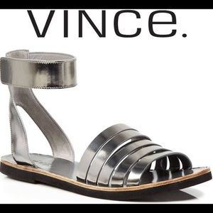 Vince Gunmetal Gladiator Sandals